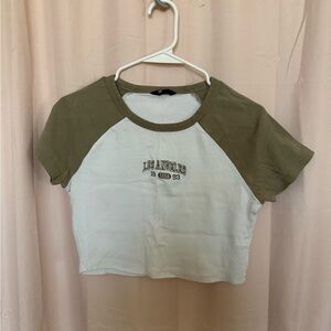 Two-Tone Los Angeles Graphic Crop Top